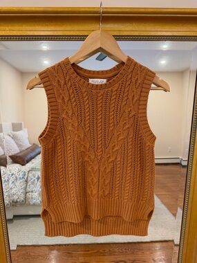 Rachel Zoe Cable Knit Sleeveless Vest - Burnt Orange